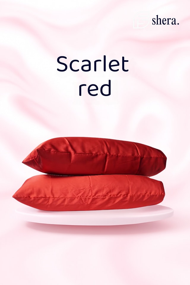 Scarlet red Satin Silk pillow cover