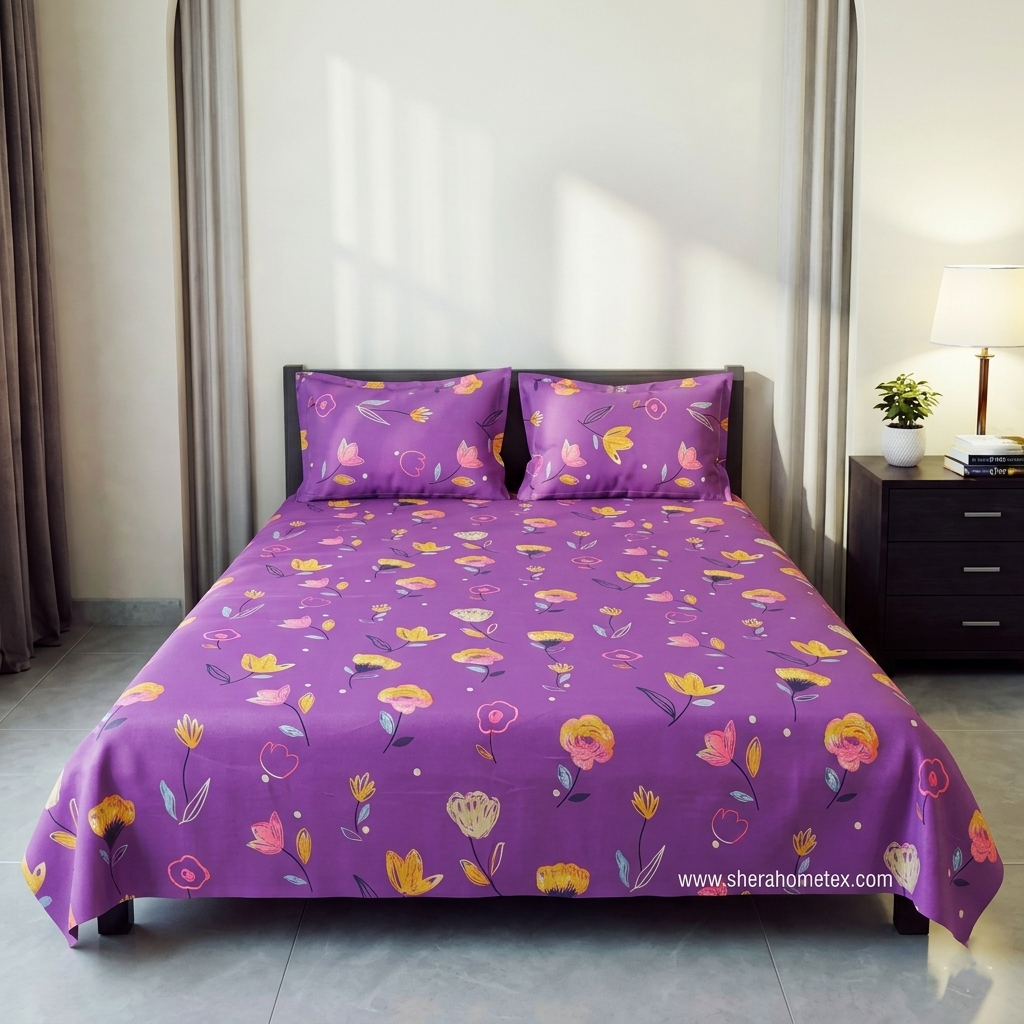 Bedsheet Set-বেডশিট সেট | Violet ful